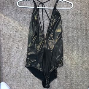 Black and gold metallic bodysuit !